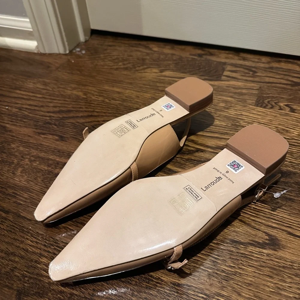 Larroudé Women's Ines Buckled Slingback Flats Nude Patent Leather - Picture 4 of 4